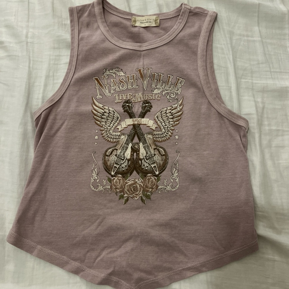 Altar'd State Mauve Nashville Graphic Tank Top